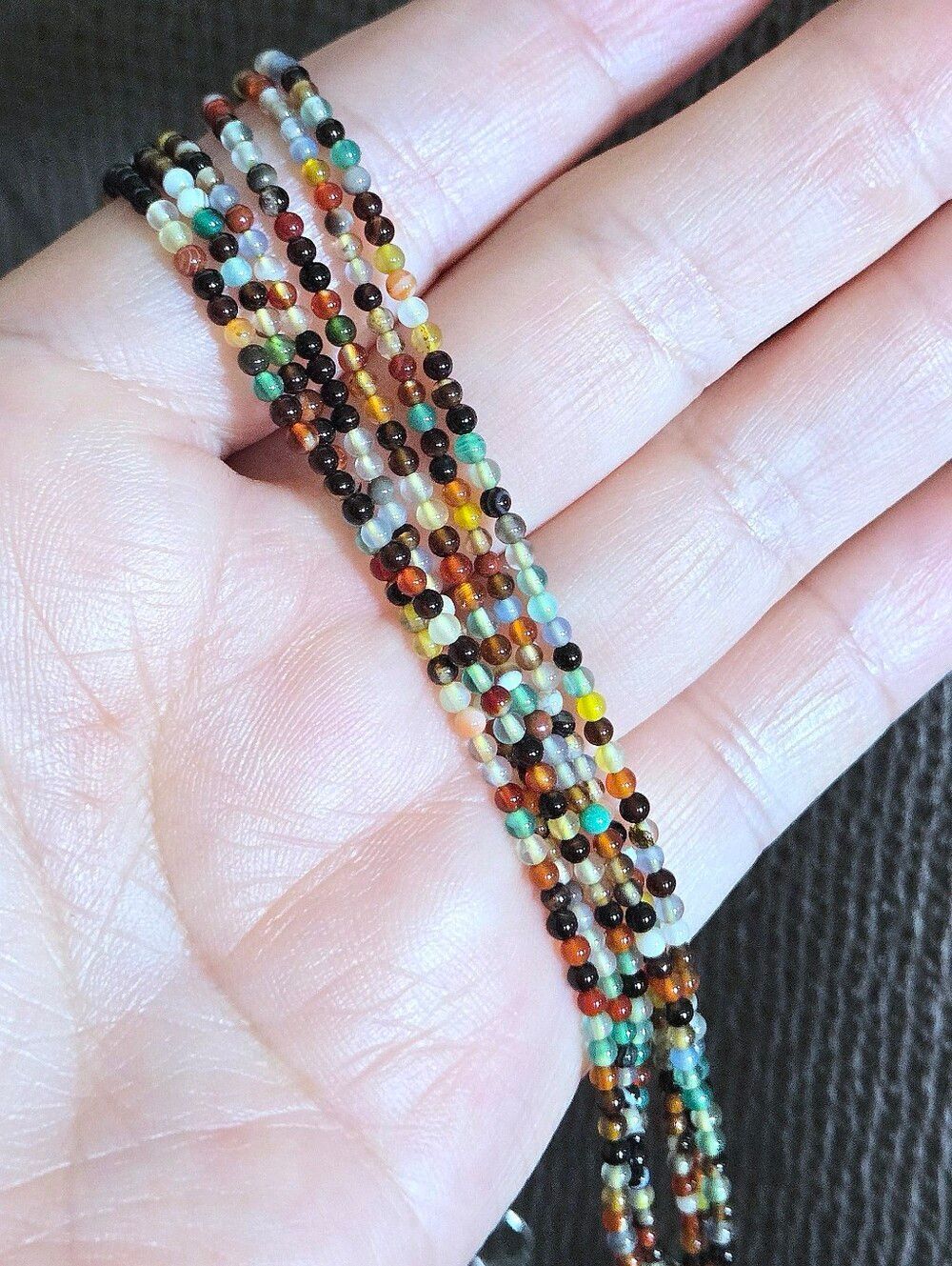 Triple3️⃣ Strand Glass🪟 Bead Necklace with Turquouise🩵 Pendant - Picture 16 of 16